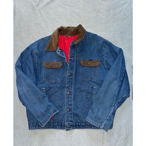 VTG Key Imperial Quilt Lined Denim Chore Trucker Jacket Button Size Large